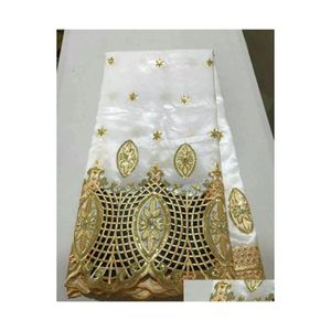 Ткань 5 ярдов/лот белый Джордж Мода Цветочная сетчатая сетка кружевная вышивка African для одежды OG331 ДОБАВЛЕНИЯ ДОСТАВКА DH6Q8