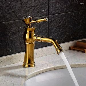 Bathroom Sink Faucets Antique Brass And Cold Water Mixer Taps Basin Rose Gold Deck Mounted Single Handle Counter Top Faucet