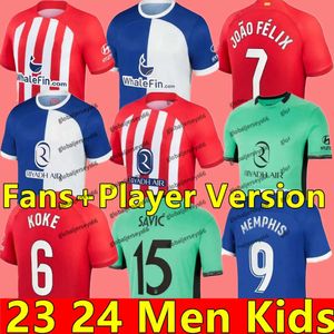 Atletico Madrids Maglie da calcio GRIEZMANN 23 24 120esimo anniversario 2023 2024 M.Llorente KOKE SAUL Correa LEMAR Maglia da calcio Uomo Bambini Kit _Jersey