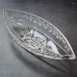 Plates Imported Lead-free Glass Household Fruit Plate Decoration Japanese Korean Cold Iced Leaf Shaped Special