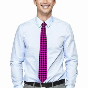 Papillon Cravatta pied de poule alla moda Collo personalizzato nero e rosa Simpatico colletto divertente per uomo Accessori per cravatta da indossare ogni giorno