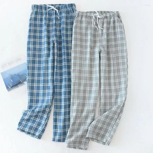 Pijamas masculinos casuais baggy casa wear cintura elástica xadrez macio respirável pijama sleep bottoms calças roupas