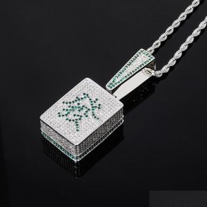 Pendant Necklaces Chinese Mahjong Fortune Necklace Iced Out Mens Gold Hip Hop Fashion Jewelry Drop Delivery Pendants Dhgarden Ot3Cu