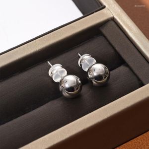 Stud Earrings Metal Glossy Ball Minimalist Style Simple Versatile Fashion Accessories