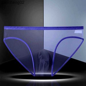 Underpants XL-3XL Transparent Underpants for Men Low-waist Ultra-thin Mesh U Pouch Underpants Breathable Solid Color Underwear W0412