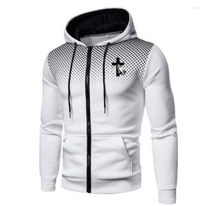 Herren Hoodies 2023 Europäische und Amerikanische Herbst Winter Jugend Trend Herren Casual Langarm Hoodie Cross Printed Zipper Men