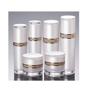 30 ml/50 ml/100/120 ml Pearl White Akryl Lotion Bottle Emulsion Dispenser 30g 50g Cream Jar Cosmetic Packaging Container BJ