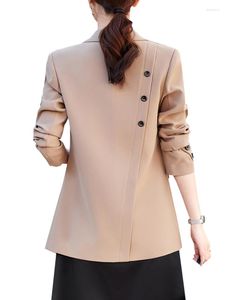 Women's Suits Gray Khaki Black Ladies Blazer Women Solid Slim Jacket Female Long Sleeve Single Button Casual Coat