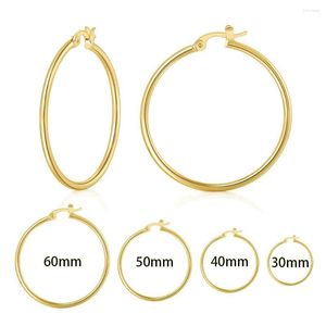 Creolen MxGxFam 34/5/6 cm Gelb Weiß Roségold Vergoldet Glatt Kreis Für Damen Modeschmuck Alle Größen Farbe