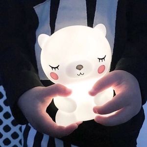 Lamps Shades Bear Panda Led Night Light Lamp Cute Animal Cartoon Nightlight for Baby Kids Room Bedside Bedroom Living Decorative 230411