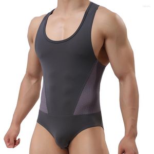 Men's Tank Tops Brave Person Male Sexy Underwear Top Men's Bodysuits Man Breathable Body Building One-piece Garment Men Singlet