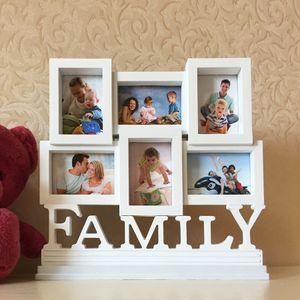 Picture Frames 5 Holes Siamese Combination White FAMILY Letter Decoration Po Display European Children Creative 230411