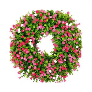 Decorative Flowers Colorful Farmhouse Wreath Versatile Hanging Wedding Cottage Outdoor Artificial Spring Summer Window Wall For Front Door