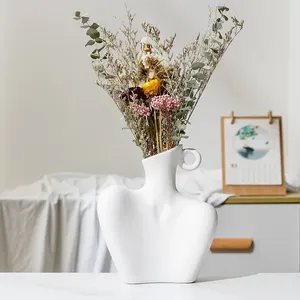 Vazo Seramik Vazo Ev Dekor Süsleri Oturma Odası Dekorasyonları Merkez Parçası Çiçek Masa Beyaz Form Vücut Şekli