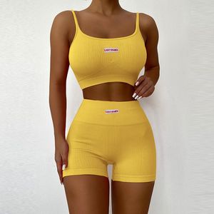Bustier Corset Design Womens Activewear Active Sets For Girls Knitted Sling vest shorts set fashion sexy sports casual slim fitting women's clothing