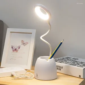 Tischlampen LED-Büro-Schreibtischlampe mit Stifthalter USB wiederaufladbar Touch stufenlos dimmbar Augenschutz Indoor-Leselicht