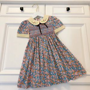 Sets Girl's Dresses Summer Toddler Girls Brown Flower Maxi Dress Designer Kid Girl Clothes Cotton Materials