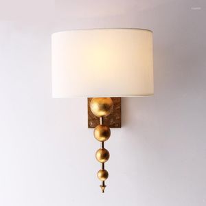 Lampy ścienne nowoczesne lampa nocna vintage tkanina łazienkowa Złota E27 światła