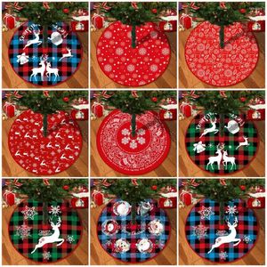 Christmas Decorations Tree Skirt Vibrant Color Wear Resistant Easy To Install Snowflake Elk Print Round Large Xmas Mat