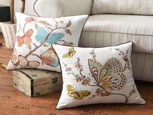 Cuscinetto cuscino cuscino farfalla ricamo di pavone cover cuscino 45x45cm in stile floreale in stile cotone decorazione per la casa per livin1712078