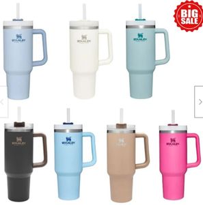 1Pc With Logo Stanley 40oz Water Bottles Ready To Ship Mug Tumbler With Handle Insulated Tumblers Lids Straw Stainless Steel Coffee Termos Cup GG0512469