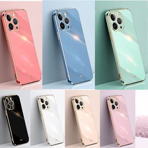 6d Straight Edge Plating Phone Case för iPhone 15 Pro Max 14 Plus 12 13 Pro Max 14Pro Max 11 XS 12Pro Max XR Soft TPU Shell