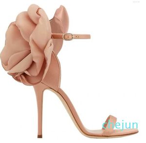 Sandaler Big Flower Decor Brudskor Pink Black Lady Party Dress Formal Evening High Heel Women