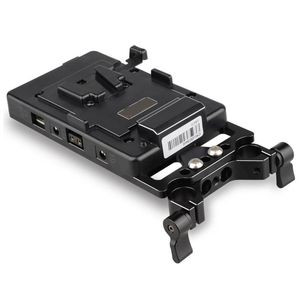 Freeshipping V Lock Mounting Plate Power Supply Splitter with 15mm Rod Clamp D1524camera photography accessories Ivsxc