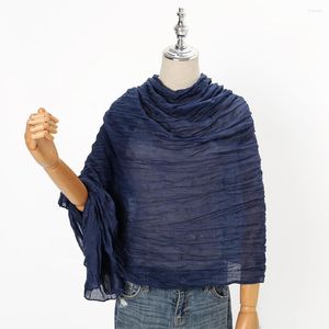 Sciarpe Oro Pieghe Sciarpa Per Le Donne di Colore Solido Donna Musulmana Hijab A Pieghe di Cotone Scialle di Pashmina Femminile Tacchino Foulard Spiaggia Stole 2023