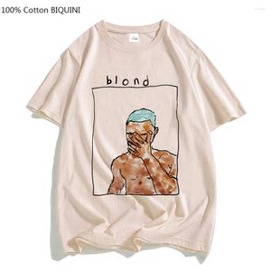 남자 T 셔츠 Frank O-Ocean 금발 RB 음악 남자 잘 생긴 미적 Tshirts면 티셔츠 포시즌 하이 스트리트 짧은 슬리브