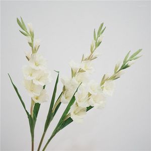 Decorative Flowers Artificial Orchid Gladiolus Branch Silk Cattleya Flower Butterfly For Home Wedding Dining Table Decor Fake