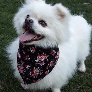 Dog Collars Sweet Floral Chihuahua Necklace Adjustable Medium Puppy Bandana Collar Genuine Cotton Breathable Cat Bibs Pet Supplies