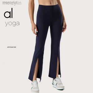 Designer aloo lång ärm hög midja yoga flare byxor kvinnors höftlyft yoga byxor dans fitness sport split byxor