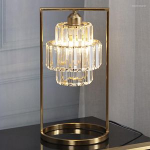 Lampy stołowe kryształowy stolik nocny lampa sypialnia nowoczesne luksusowe wystrój domu
