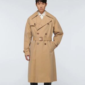 Herrgravrockar medium och lång midja stänger casual vindbrytare Autumn Winter 2023 Korean Khaki Thin Fashion Merveile Coat 230413