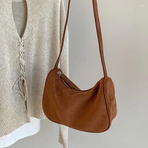 Borse da sera Borsa a tracolla da donna in pelle scamosciata sintetica retrò Borsa a tracolla da donna stile Maillard Borsa da donna casual Hobos di alta qualità