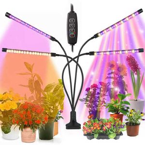 Grow Lights LED Grow Lights för inomhusväxter Full Spectrum USB Powered med 1-5 huvudfytolampa Dimmable Timer Growth Light Red Blue Warm P230413