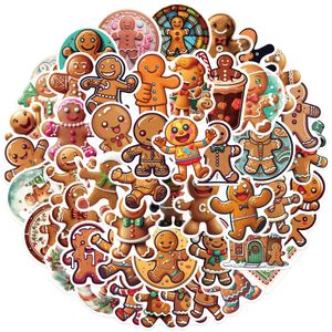 50Pcs-Pack Gingerbread Man Stickers Christmas Sticker Waterproof Vinyl Stickers for Luggage Water Bottle Laptop Car Planner Scrapbooking Phone Mac Wall Decals