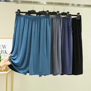 Pantaloncini larghi modali da notte da uomo per l'estate Pantaloni corti oversize Homewear Pigiama a vita alta Tinta unita sottile Casual