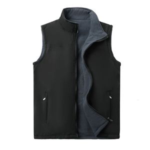 Gilet da uomo Giacca softshell invernale all'ingrosso gilet in pile polare da uomo 100% poliestere antivento gilet nero Plus Size 231110