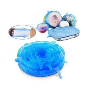 Silicone estiramento sucção pote tampas ferramentas de grau alimentício fresco mantendo envoltório selo tampa pan agradável acessórios cozinha 6 pçs/set ccj2050