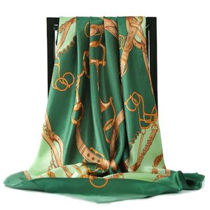 Sarongs 90*90 cm Silk Suchves Women Foulard Satin Square Head Hijab Ladies Luxury Brand Shawls Bandana Large Wrap Bandanna ljuddämpare Pareo 231113