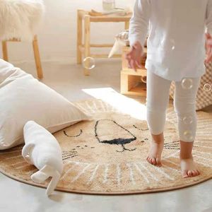 Carpets Cartoon Round Shape Mat for Children Kid Play Pad Round Carpet Lion Playmat Living Room Carpet Rug for Bedroom Photography Props W0413