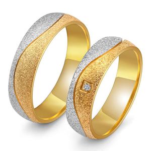 Cluster Rings Couple Set For Men & Women Him Her Lovers Gold White Silver Color Zircon Wedding Engagement Titanium Band Finger Gift