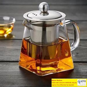 صافح إبريق الشاي الزجاجي البورسليت مع وعاء شاي أوراق فضفاضة مقاومة للحرارة
