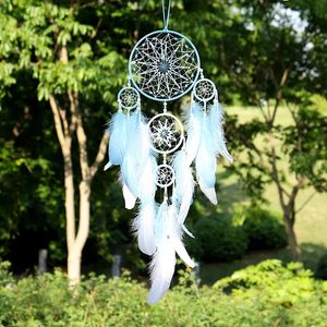 Objetos decorativos estatuetas cinco anéis dreamcatchers parede pendurado decoração retro penas apanhador de sonhos venda vintage casa apanhadores 231113