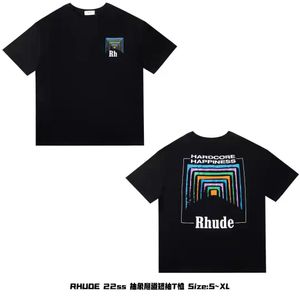 Rhude Brand Printed T Shirt Men Women Round Neck T-shirts Spring Summer High Street Style Quality Top Tees RHUDE Asian Size S-XL Camiseta Casablanca A9