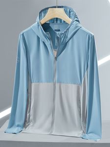 Męskie płaszcze płaszcze Summer UPF 50 UV Ochrony przeciwsłoneczne Odzież skóra oddychająca chłodzenie Nylon Silk z kapturem wiatraka mężczyźni Mężczyźni zwykłe kurtki 230413