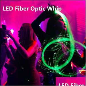 Other Stage Lighting Led Fiber Optic Whip Usb Rechargeable Optical Hand Rope Pixel Light-Up Flow Toy Dance Party Show For Drop Deliv Otb3D