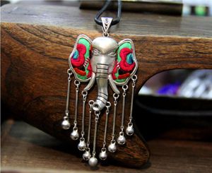 Pendant Necklaces Guizhou Ethnic Style Handmade Jewelry Antique Embroidery Necklace Elephant Trunk God